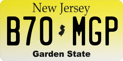 NJ license plate B70MGP