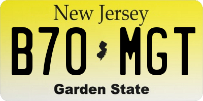 NJ license plate B70MGT