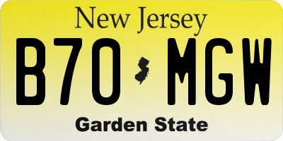 NJ license plate B70MGW