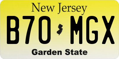NJ license plate B70MGX