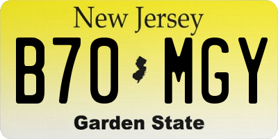 NJ license plate B70MGY