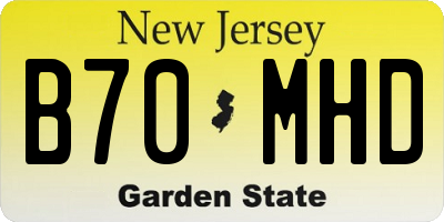 NJ license plate B70MHD