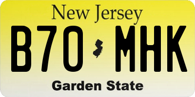 NJ license plate B70MHK