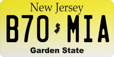 NJ license plate B70MIA