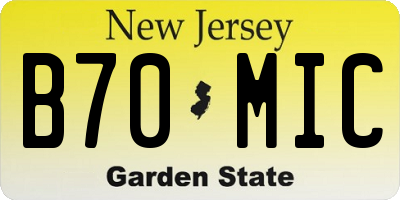 NJ license plate B70MIC