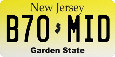 NJ license plate B70MID