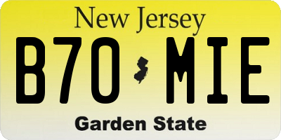 NJ license plate B70MIE