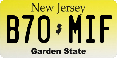 NJ license plate B70MIF