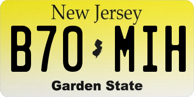 NJ license plate B70MIH