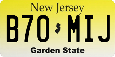 NJ license plate B70MIJ