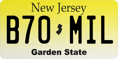NJ license plate B70MIL