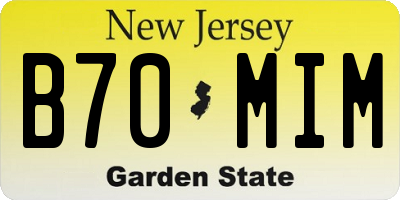 NJ license plate B70MIM