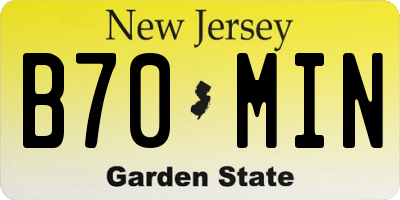 NJ license plate B70MIN
