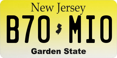 NJ license plate B70MIO