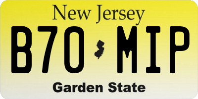 NJ license plate B70MIP