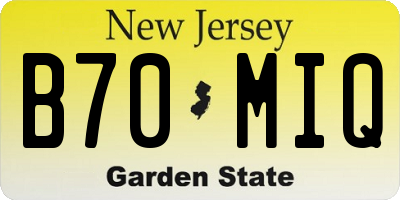 NJ license plate B70MIQ