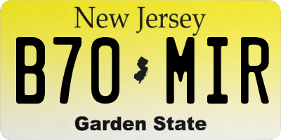 NJ license plate B70MIR