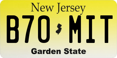 NJ license plate B70MIT