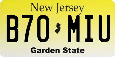 NJ license plate B70MIU