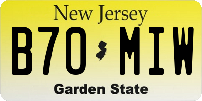 NJ license plate B70MIW