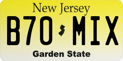NJ license plate B70MIX