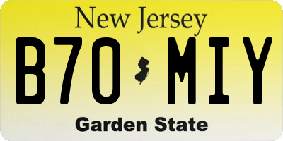 NJ license plate B70MIY