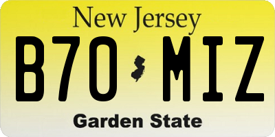 NJ license plate B70MIZ