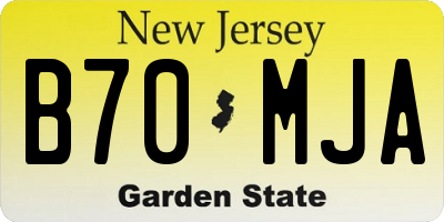 NJ license plate B70MJA