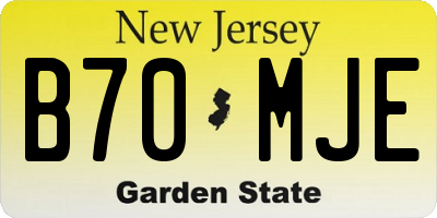 NJ license plate B70MJE