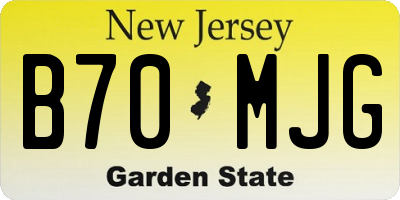 NJ license plate B70MJG