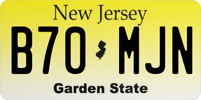 NJ license plate B70MJN