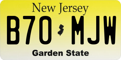 NJ license plate B70MJW