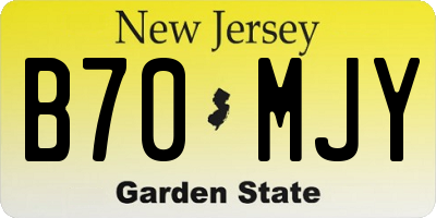 NJ license plate B70MJY
