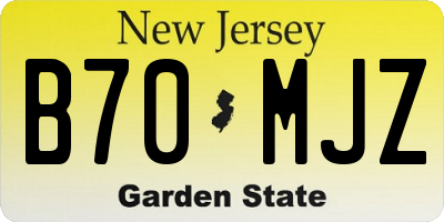 NJ license plate B70MJZ