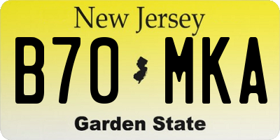 NJ license plate B70MKA