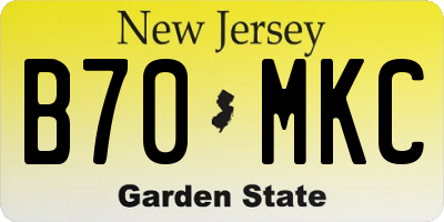 NJ license plate B70MKC