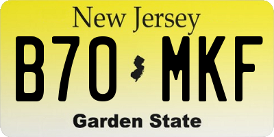 NJ license plate B70MKF