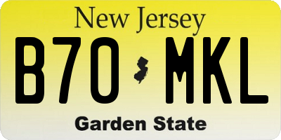 NJ license plate B70MKL
