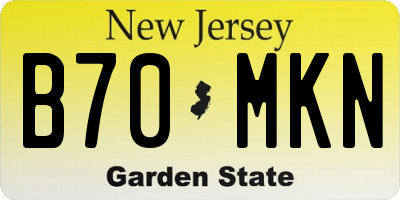 NJ license plate B70MKN