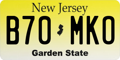 NJ license plate B70MKO