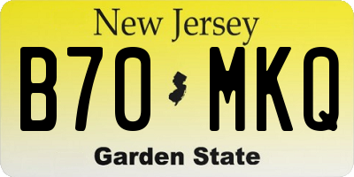 NJ license plate B70MKQ