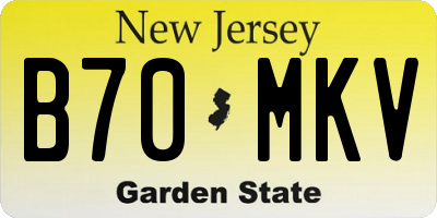 NJ license plate B70MKV