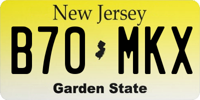 NJ license plate B70MKX
