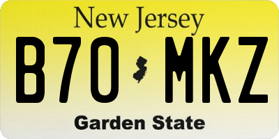 NJ license plate B70MKZ