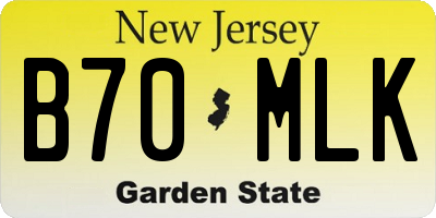 NJ license plate B70MLK