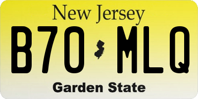 NJ license plate B70MLQ