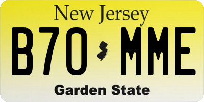 NJ license plate B70MME