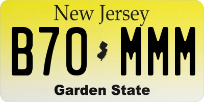 NJ license plate B70MMM