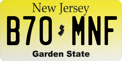 NJ license plate B70MNF