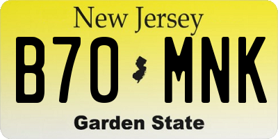 NJ license plate B70MNK